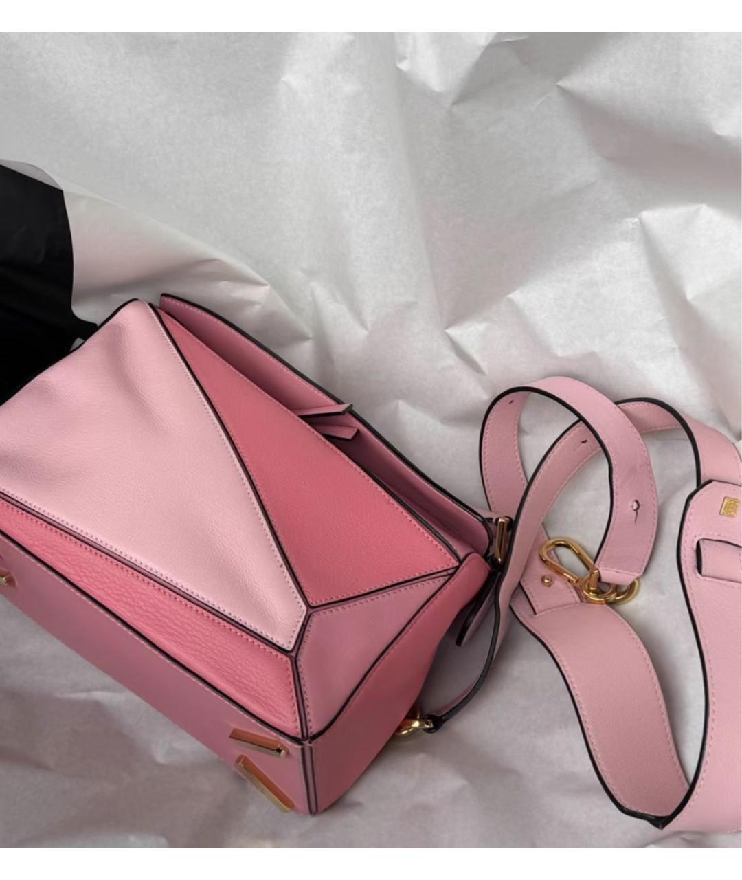 LOEWE Розовая кожаная сумка с короткими ручками, фото 4