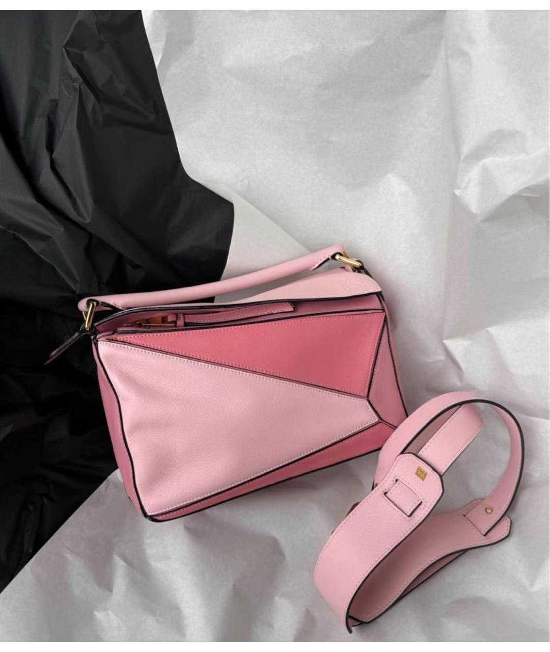 LOEWE Розовая кожаная сумка с короткими ручками, фото 2