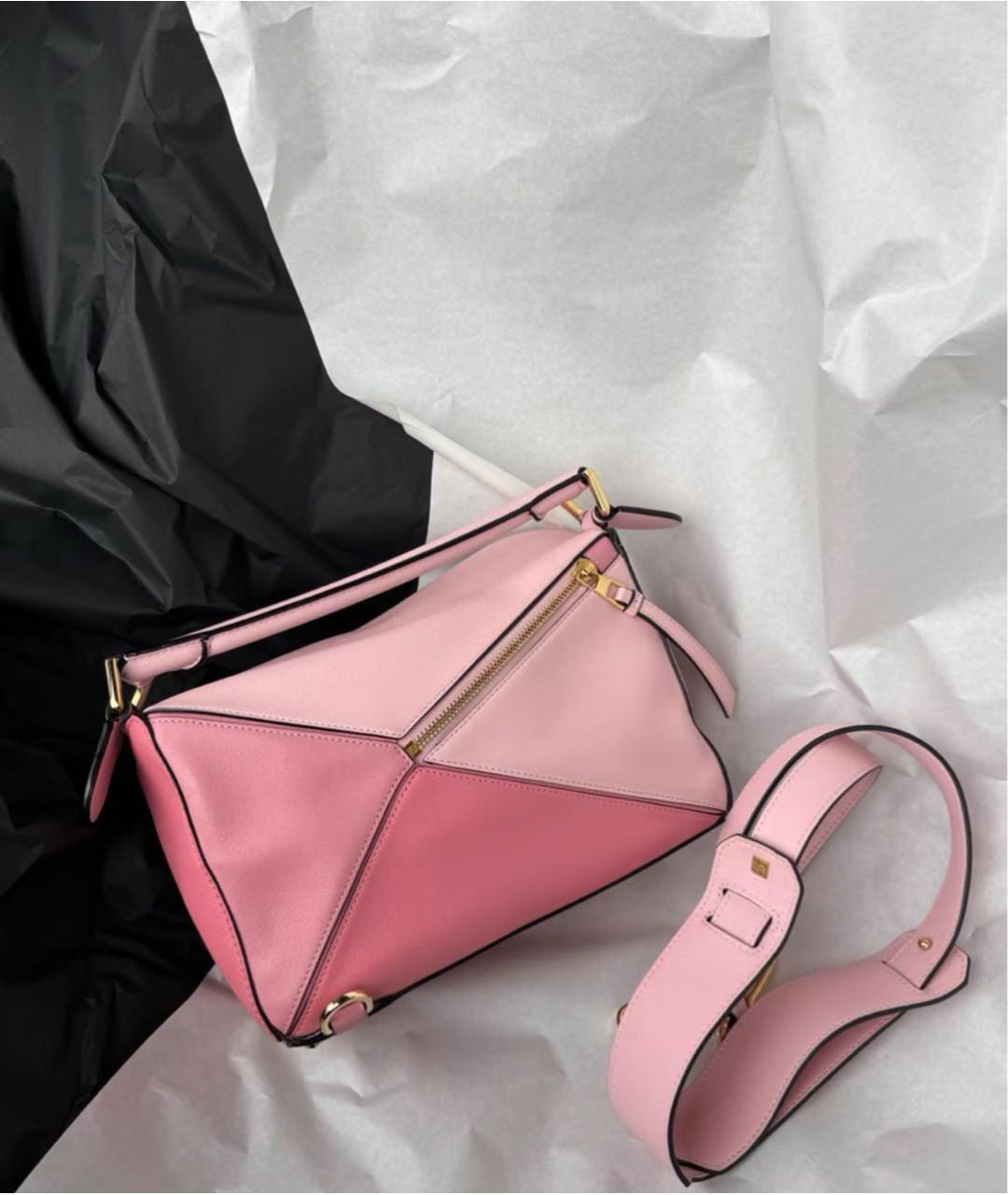 LOEWE Розовая кожаная сумка с короткими ручками, фото 3