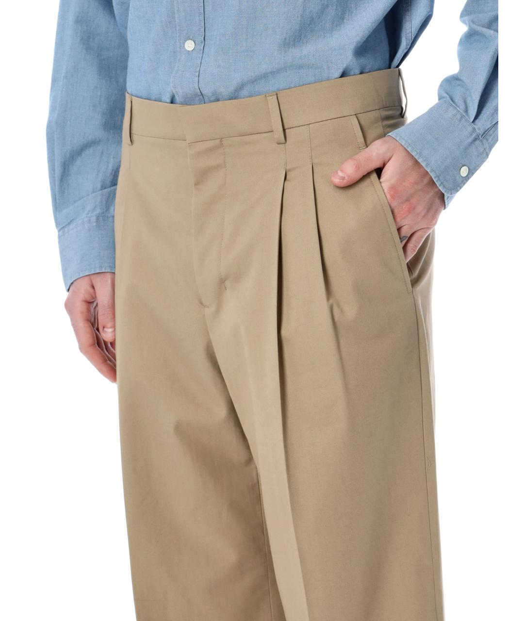 Ami Paris Бежевые хлопковые повседневные брюки, фото 3