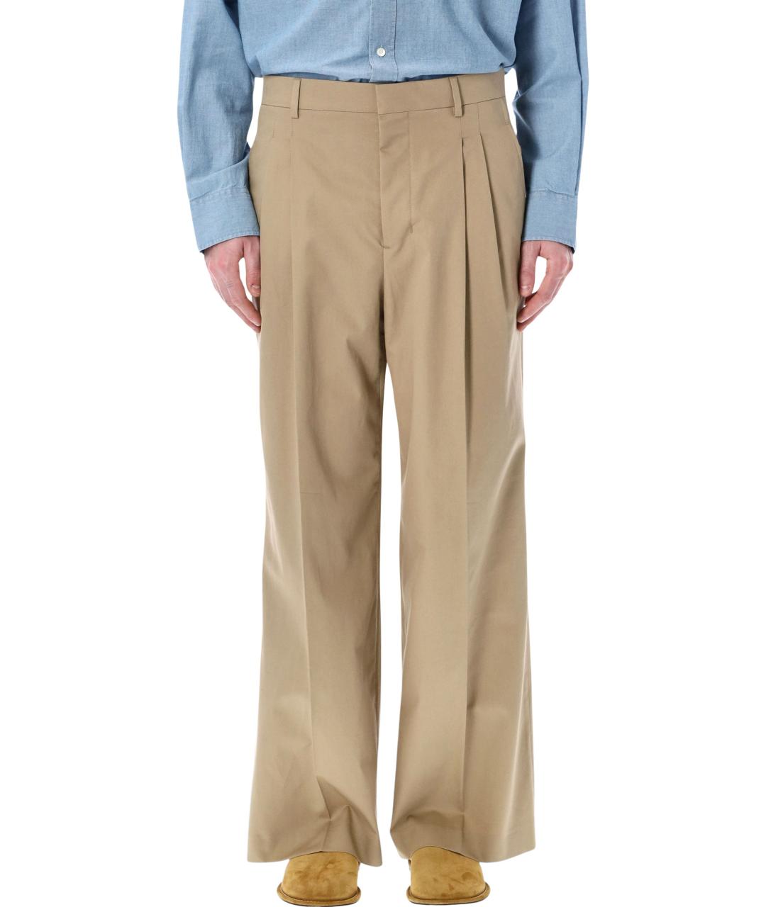 Ami Paris Бежевые хлопковые повседневные брюки, фото 1