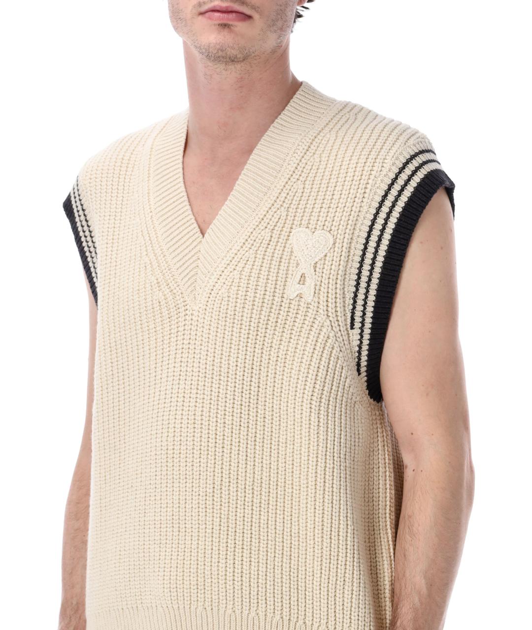 Ami Paris Бежевая шерстяная жилетка, фото 3