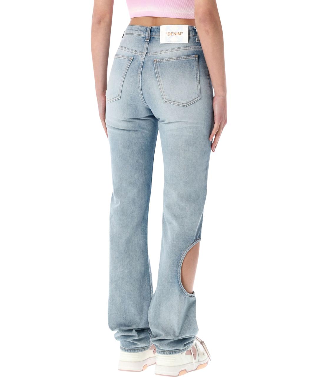 OFF-WHITE Синие хлопковые прямые джинсы, фото 2