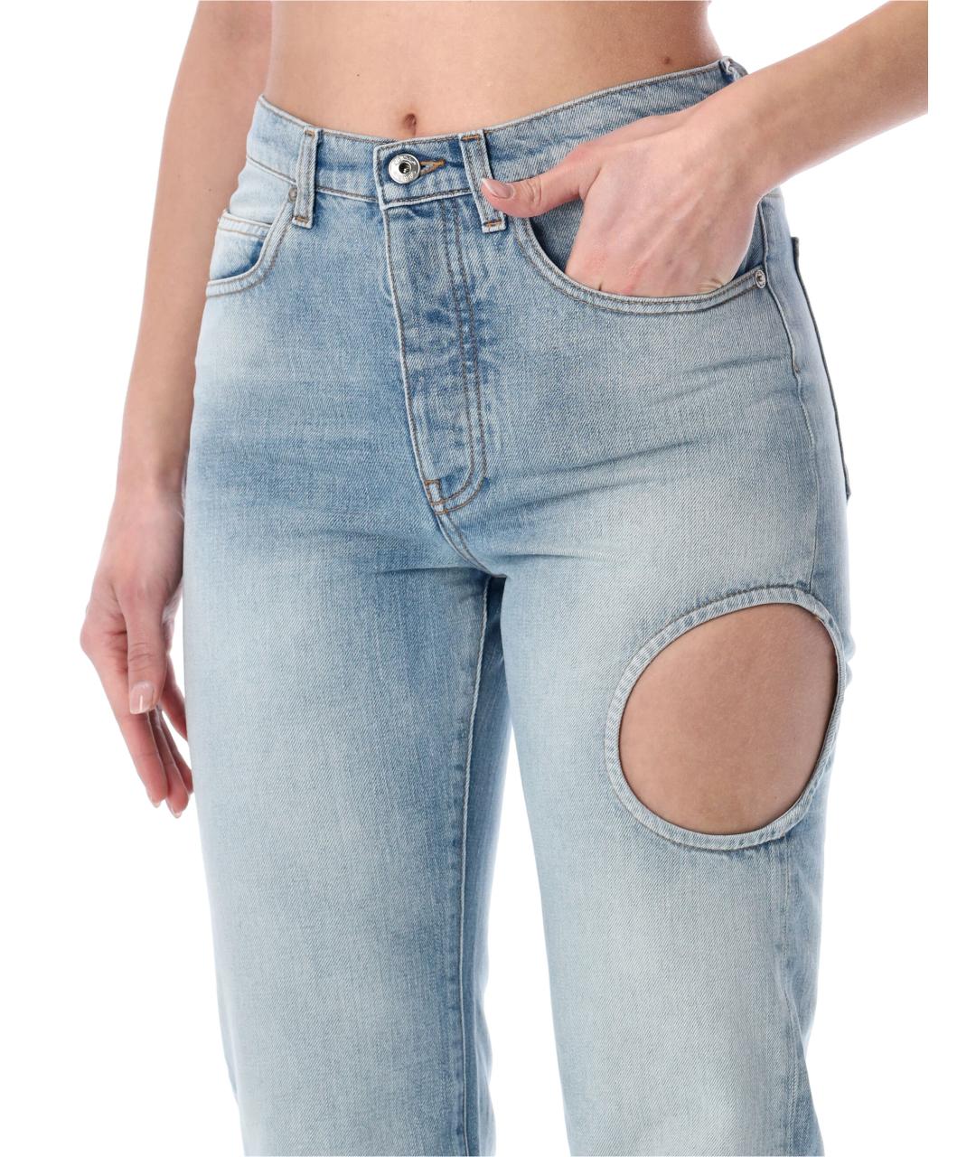 OFF-WHITE Синие хлопковые прямые джинсы, фото 3