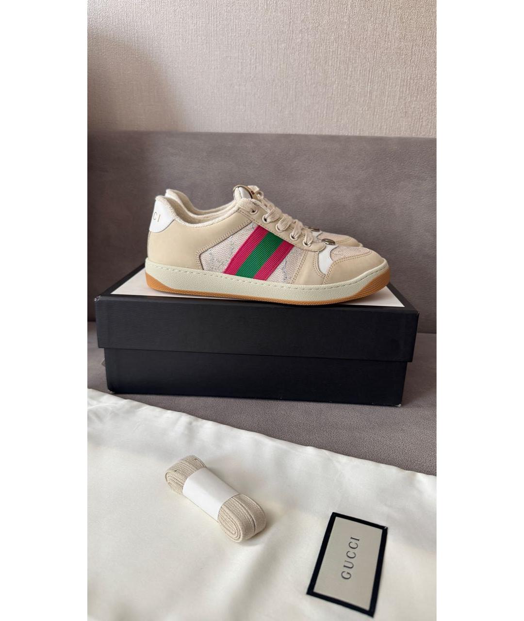 GUCCI Бежевые кеды, фото 9