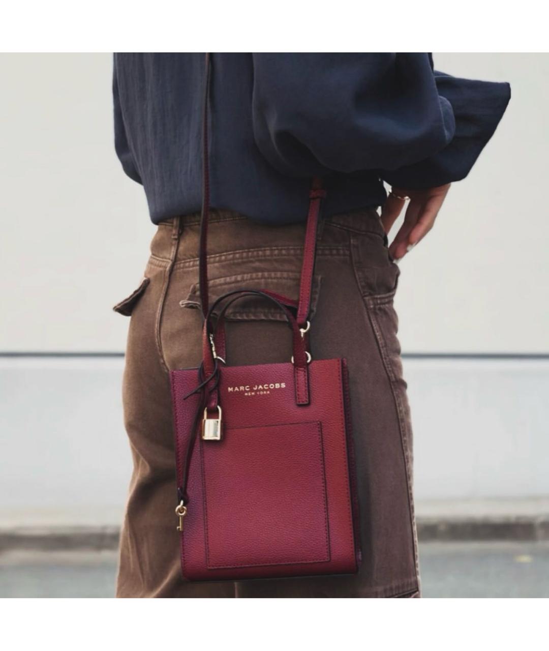 MARC JACOBS Бордовая кожаная сумка тоут, фото 3