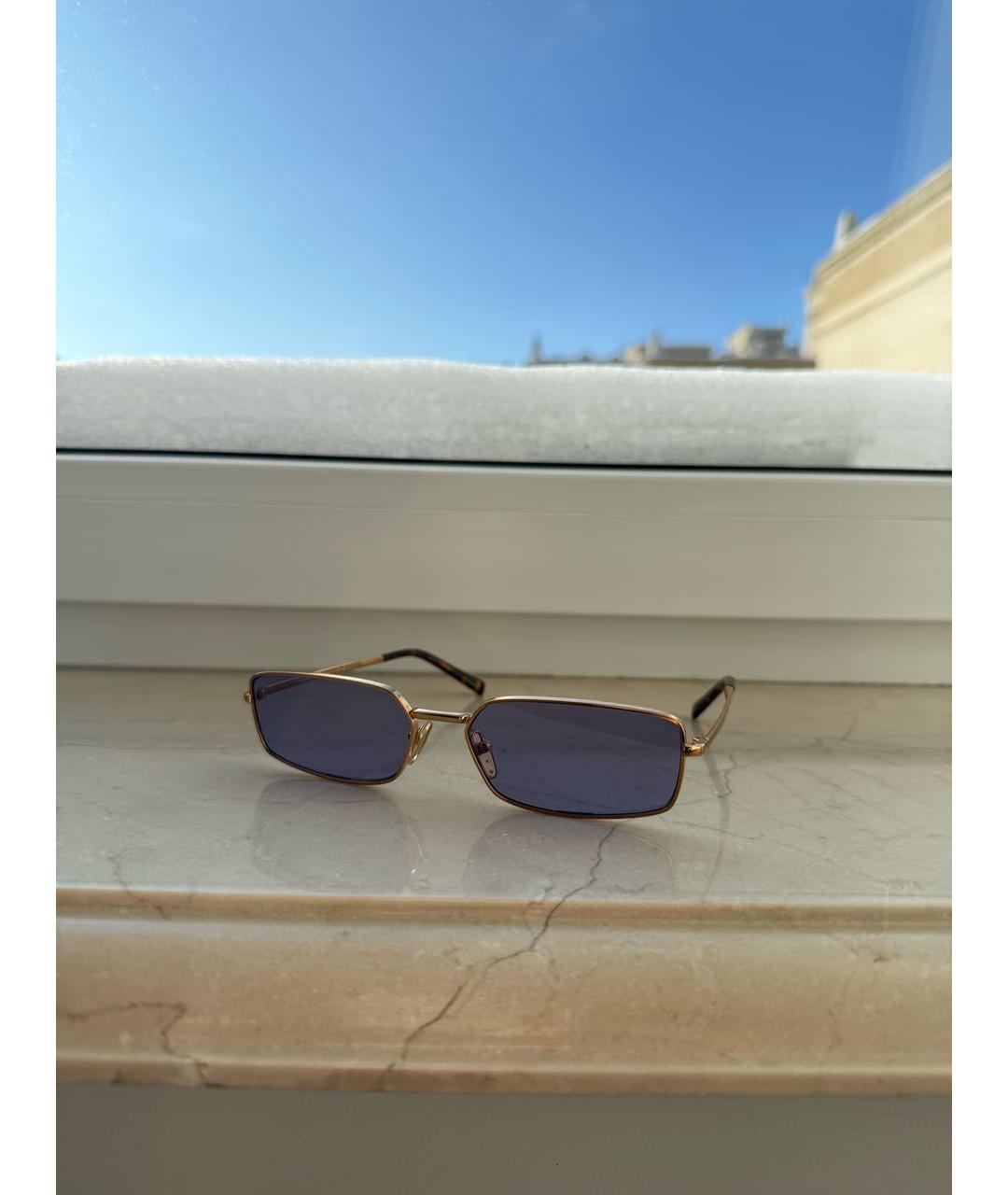 PRADA Золотые металлические солнцезащитные очки, фото 2