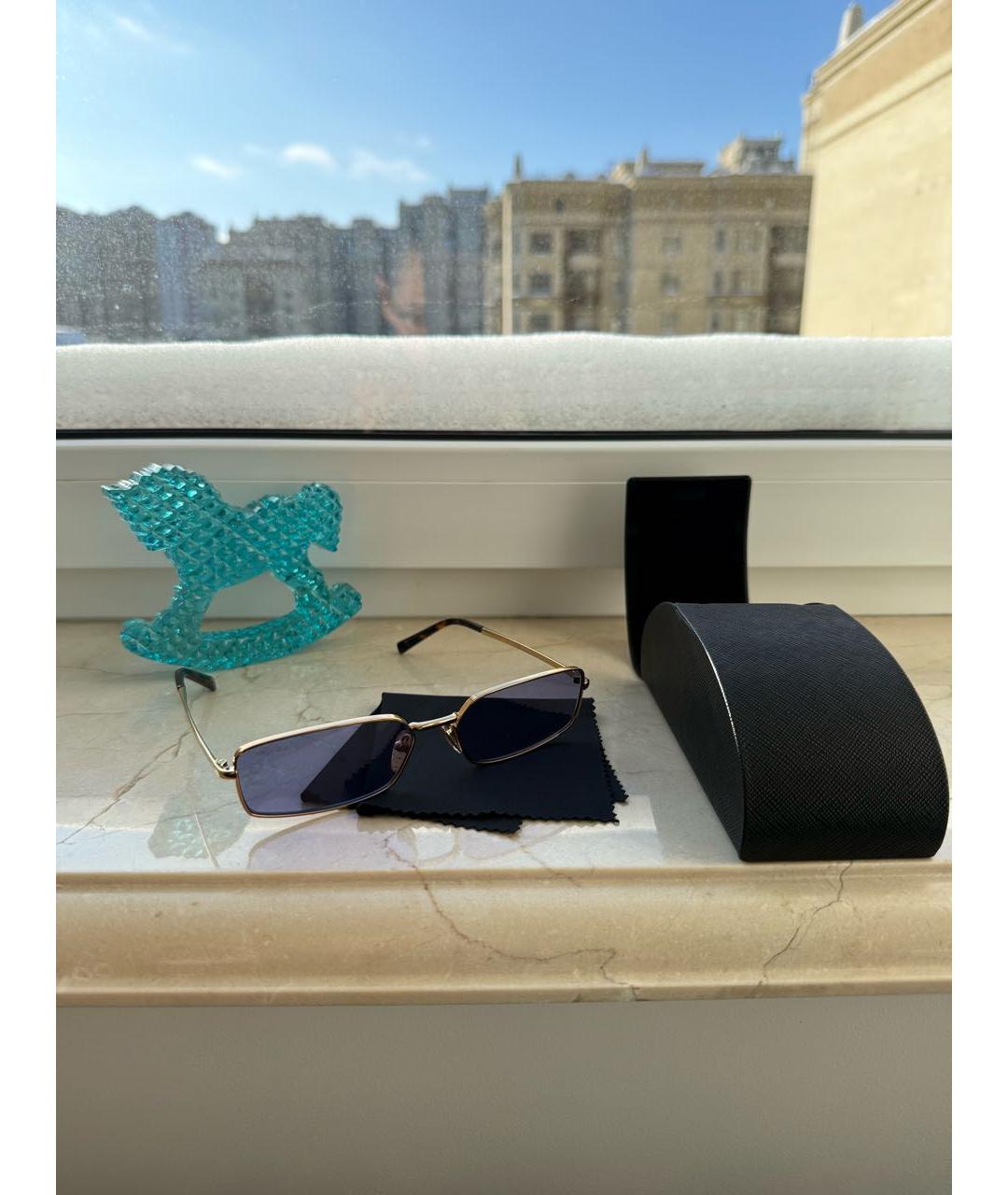 PRADA Золотые металлические солнцезащитные очки, фото 6