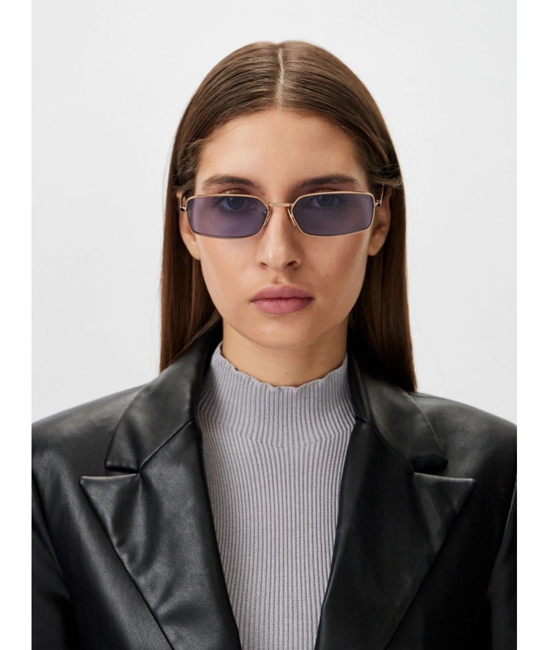 PRADA Золотые металлические солнцезащитные очки, фото 7