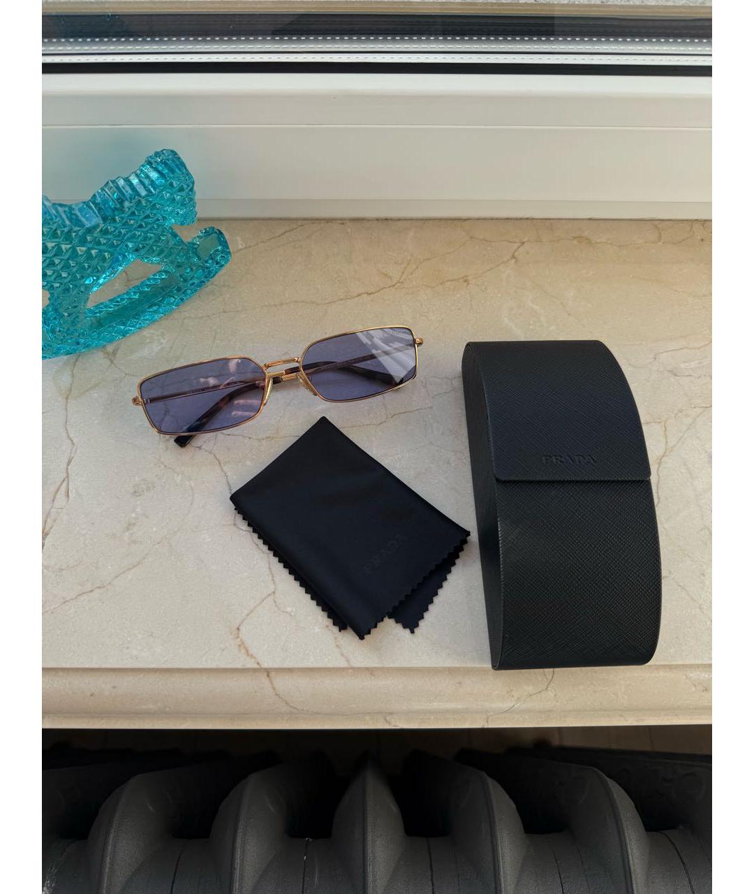 PRADA Золотые металлические солнцезащитные очки, фото 5