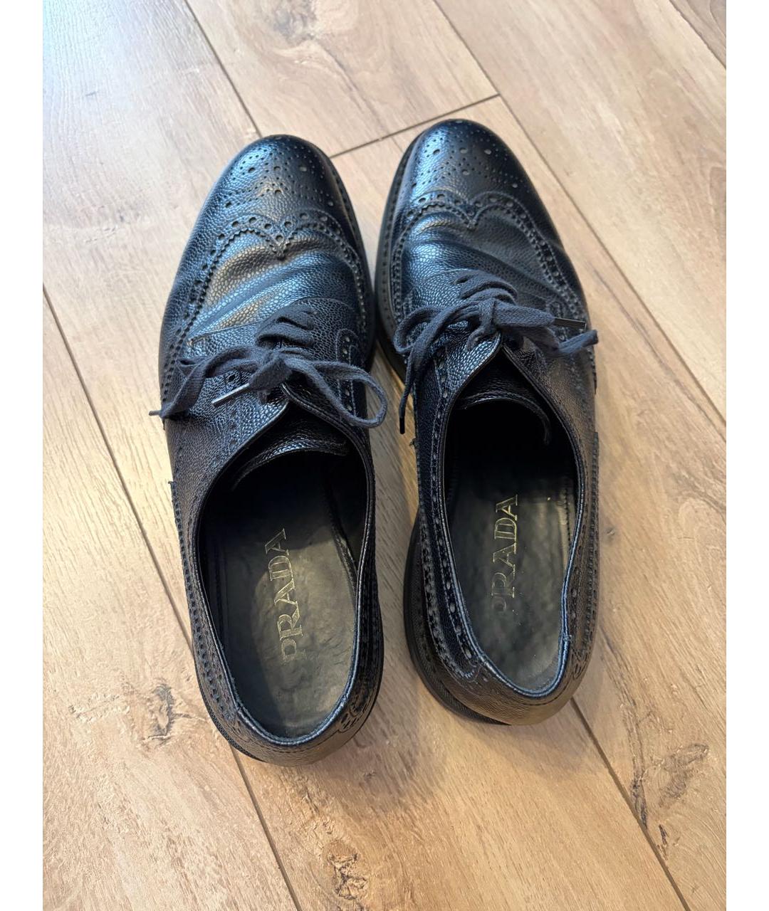 PRADA Черные кожаные низкие ботинки, фото 3