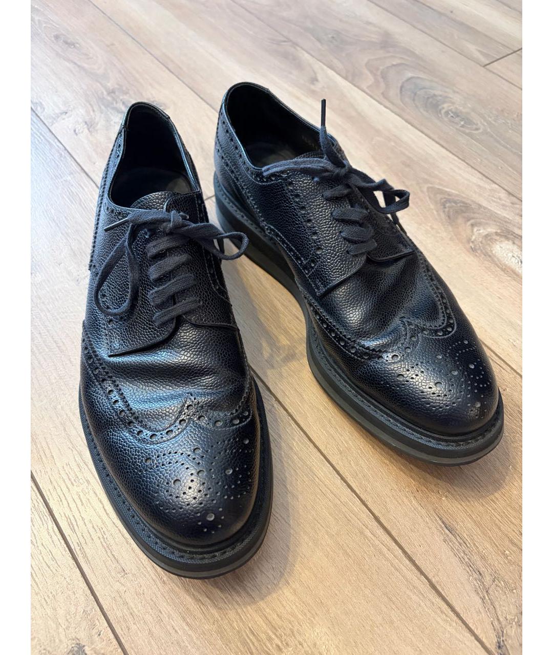 PRADA Черные кожаные низкие ботинки, фото 2