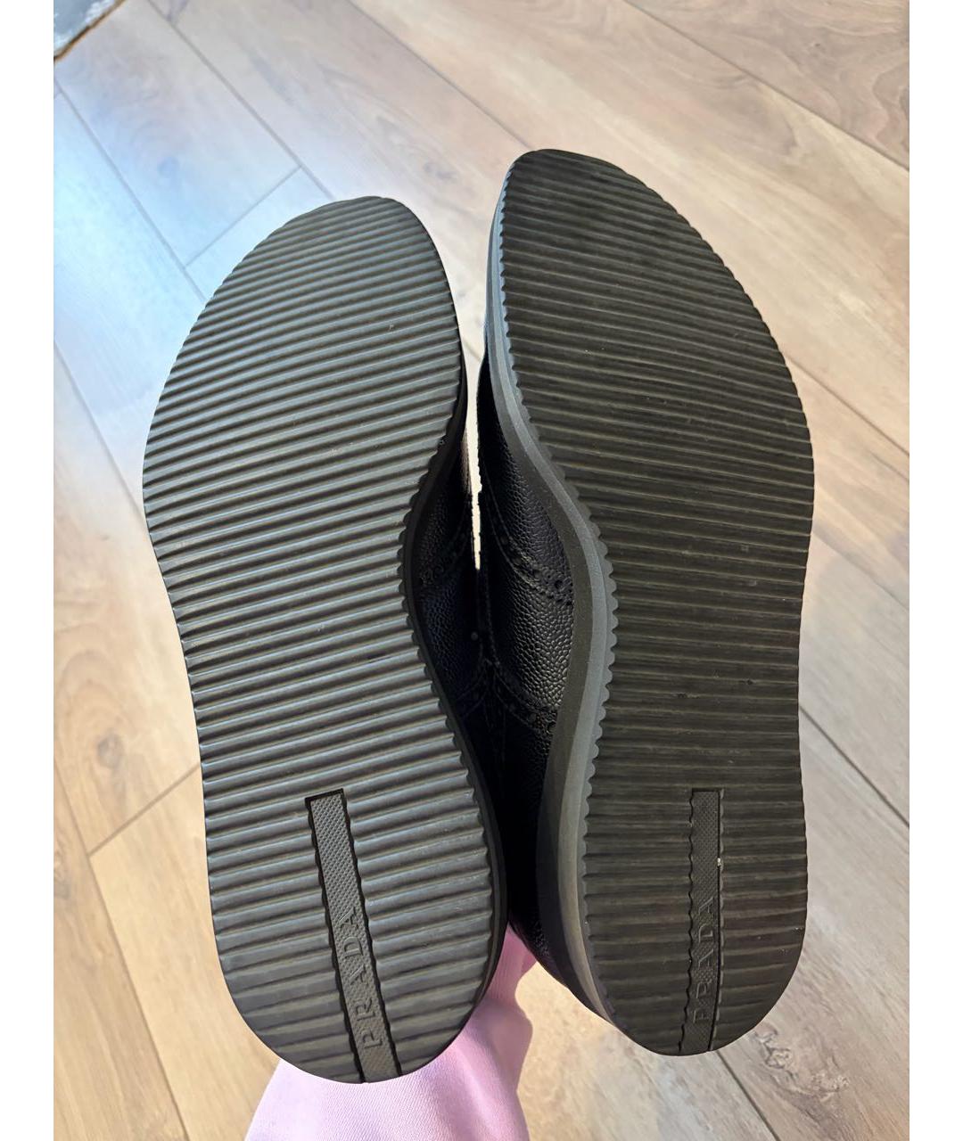 PRADA Черные кожаные низкие ботинки, фото 4