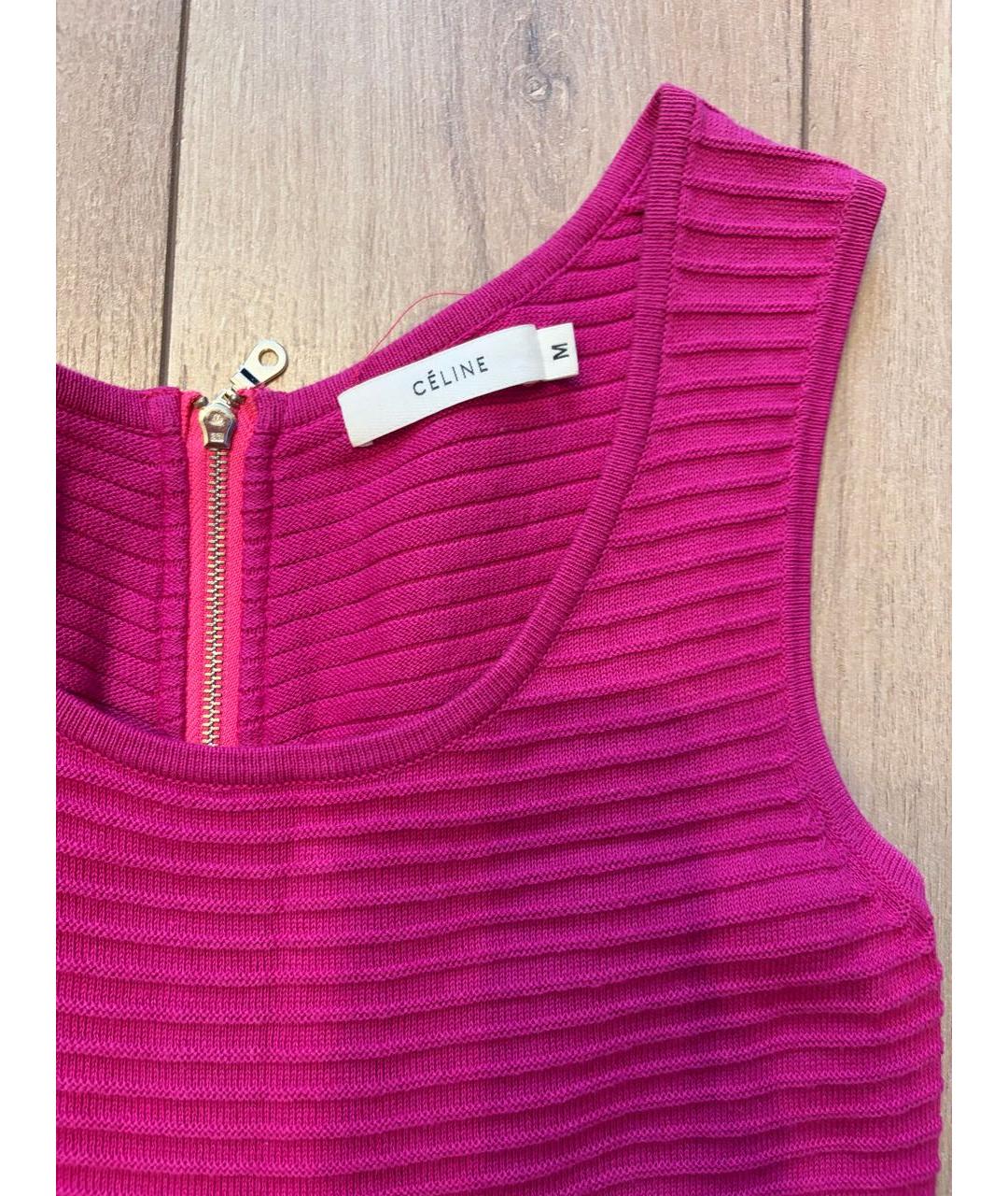 CELINE Розовое шерстяное коктейльное платье, фото 3