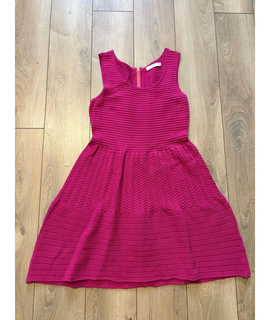 CELINE Розовое шерстяное коктейльное платье, фото 5