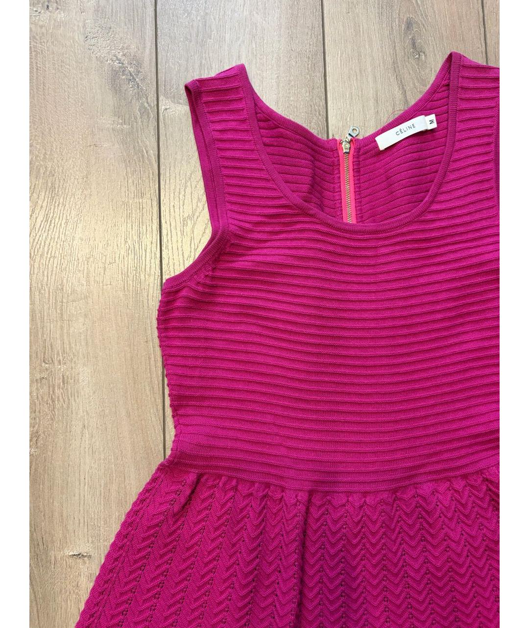 CELINE Розовое шерстяное коктейльное платье, фото 2