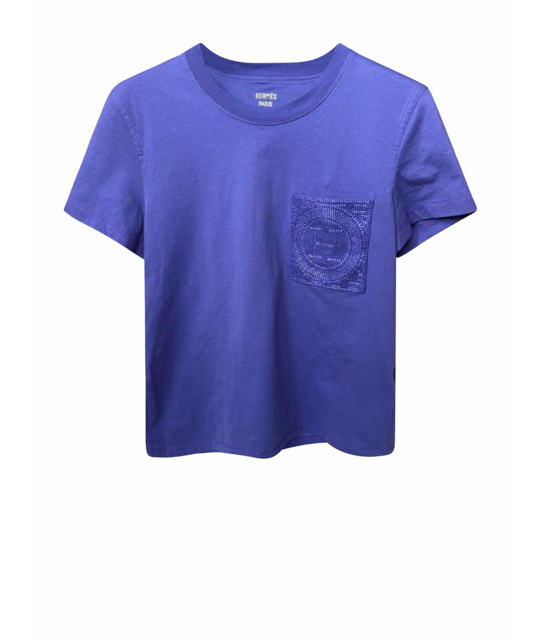 HERMES Синяя хлопковая футболка, фото 1