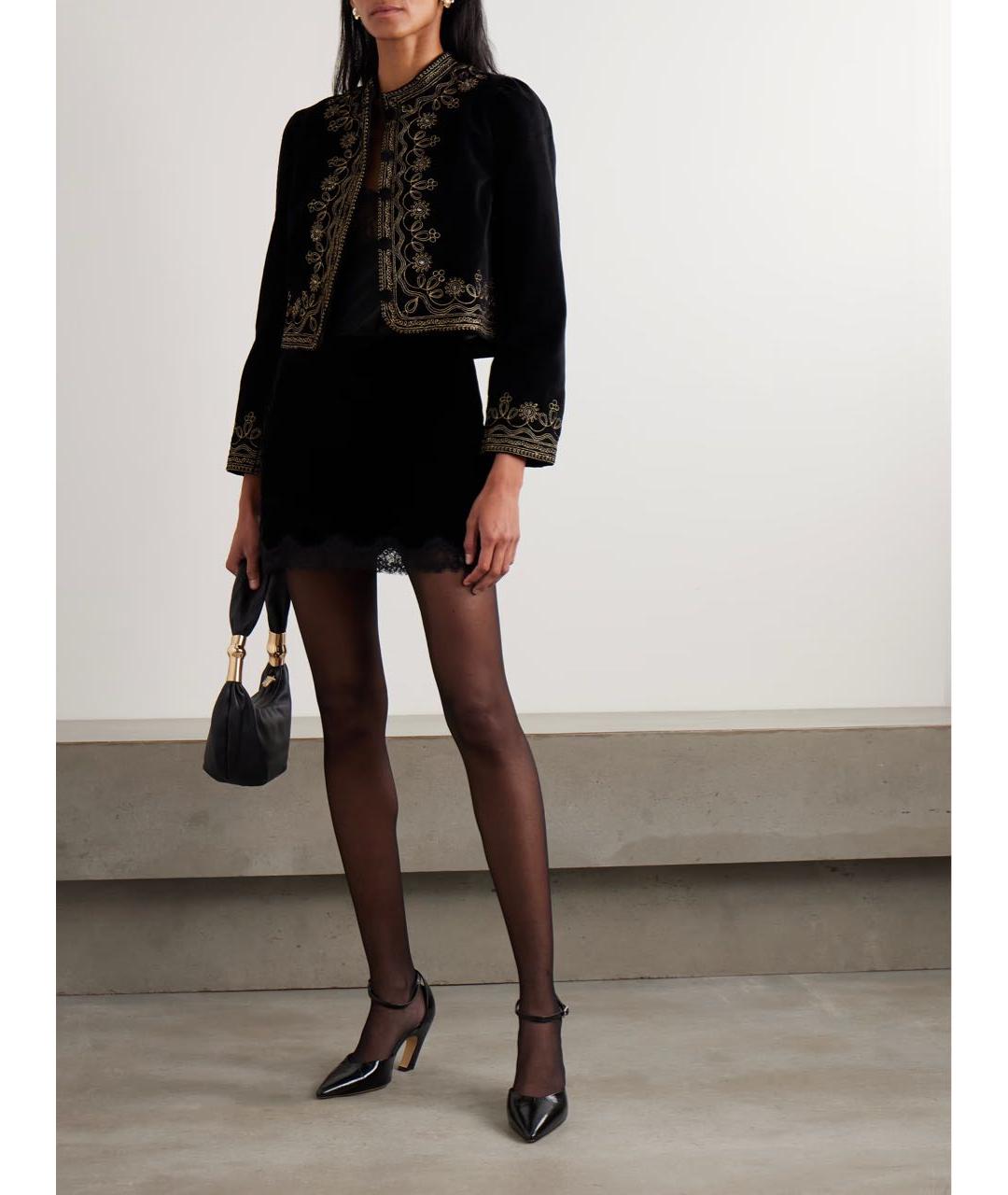 RIXO Черный бархатный жакет/пиджак, фото 5