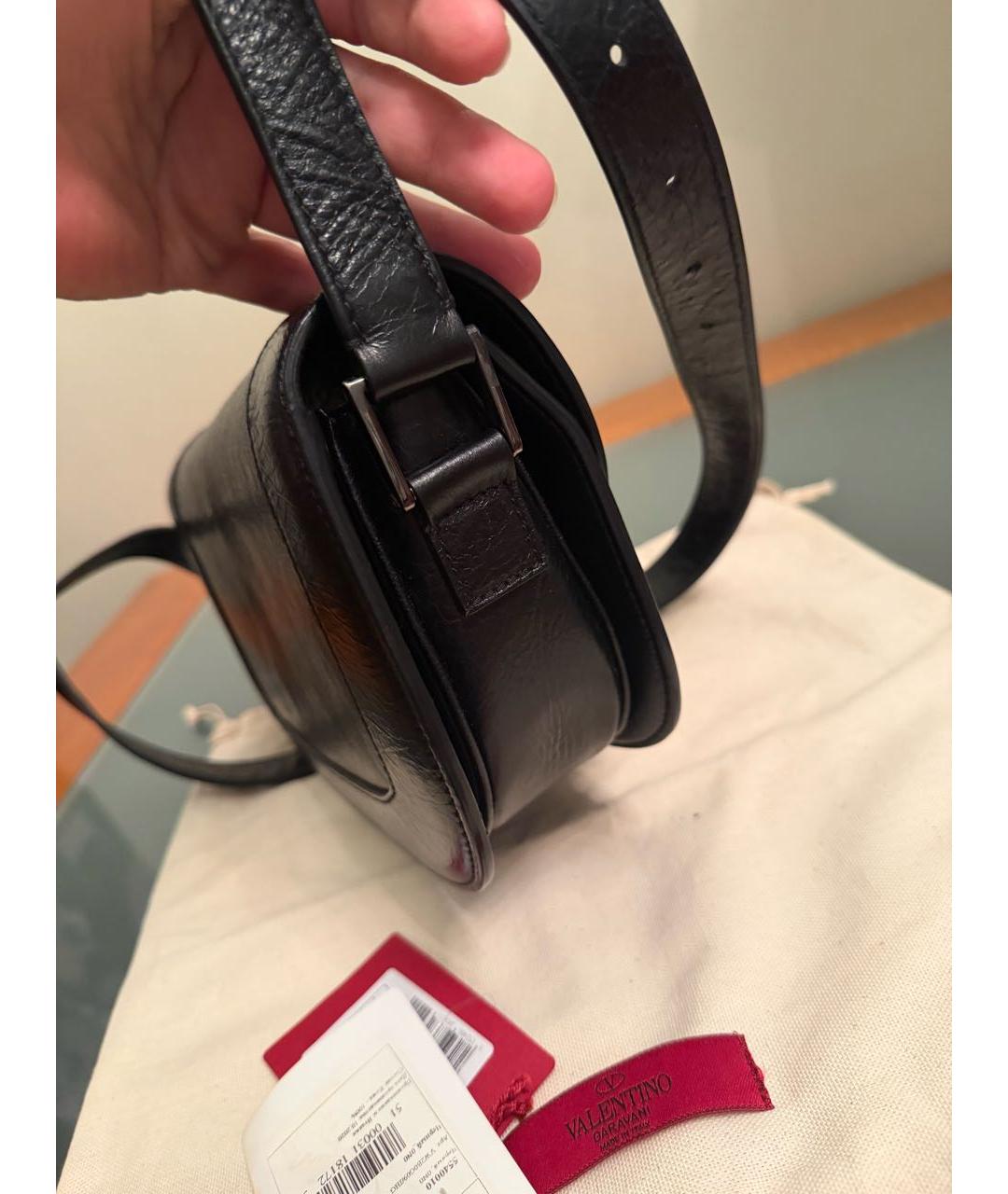 VALENTINO Черная кожаная сумка через плечо, фото 8