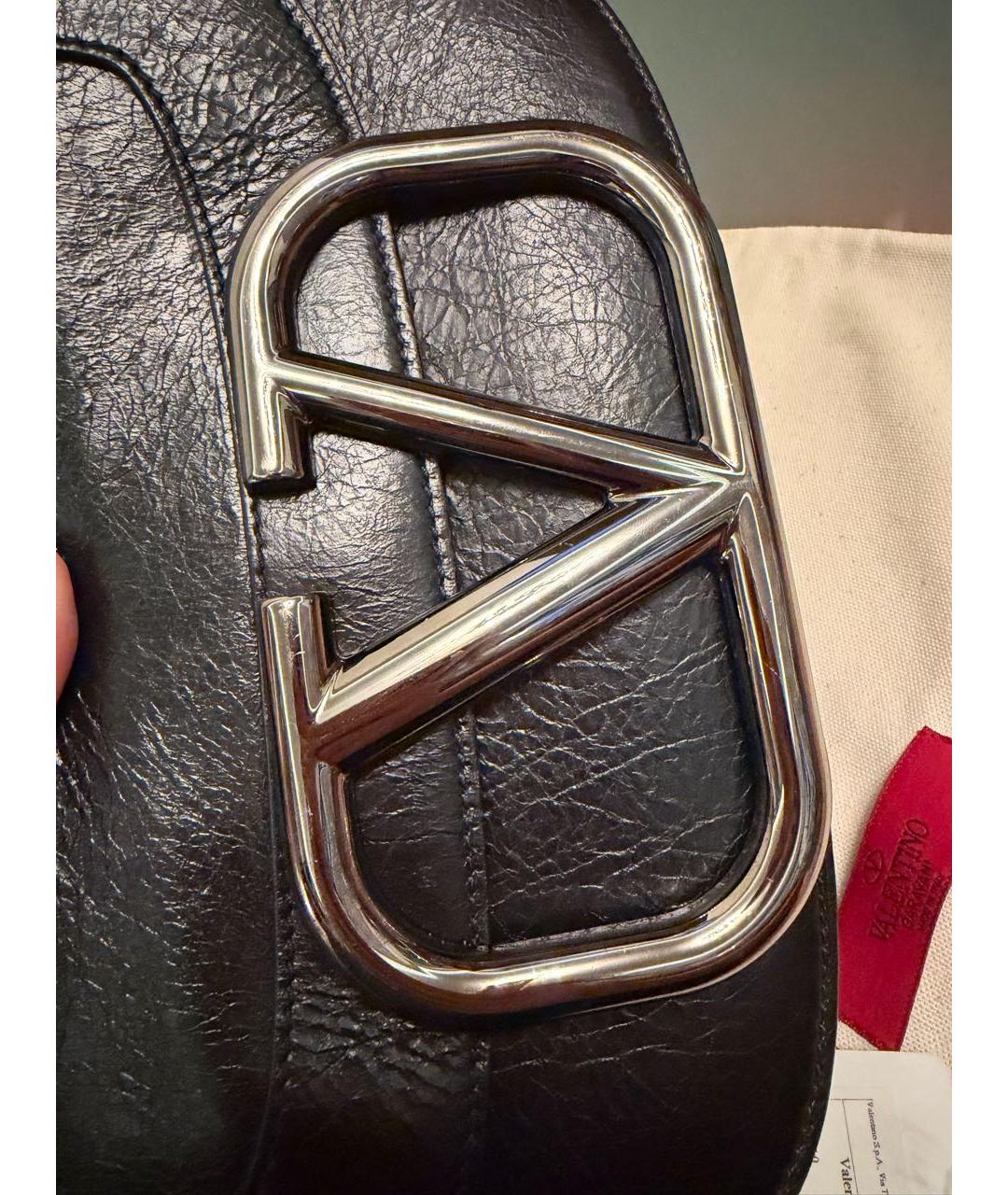 VALENTINO Черная кожаная сумка через плечо, фото 7