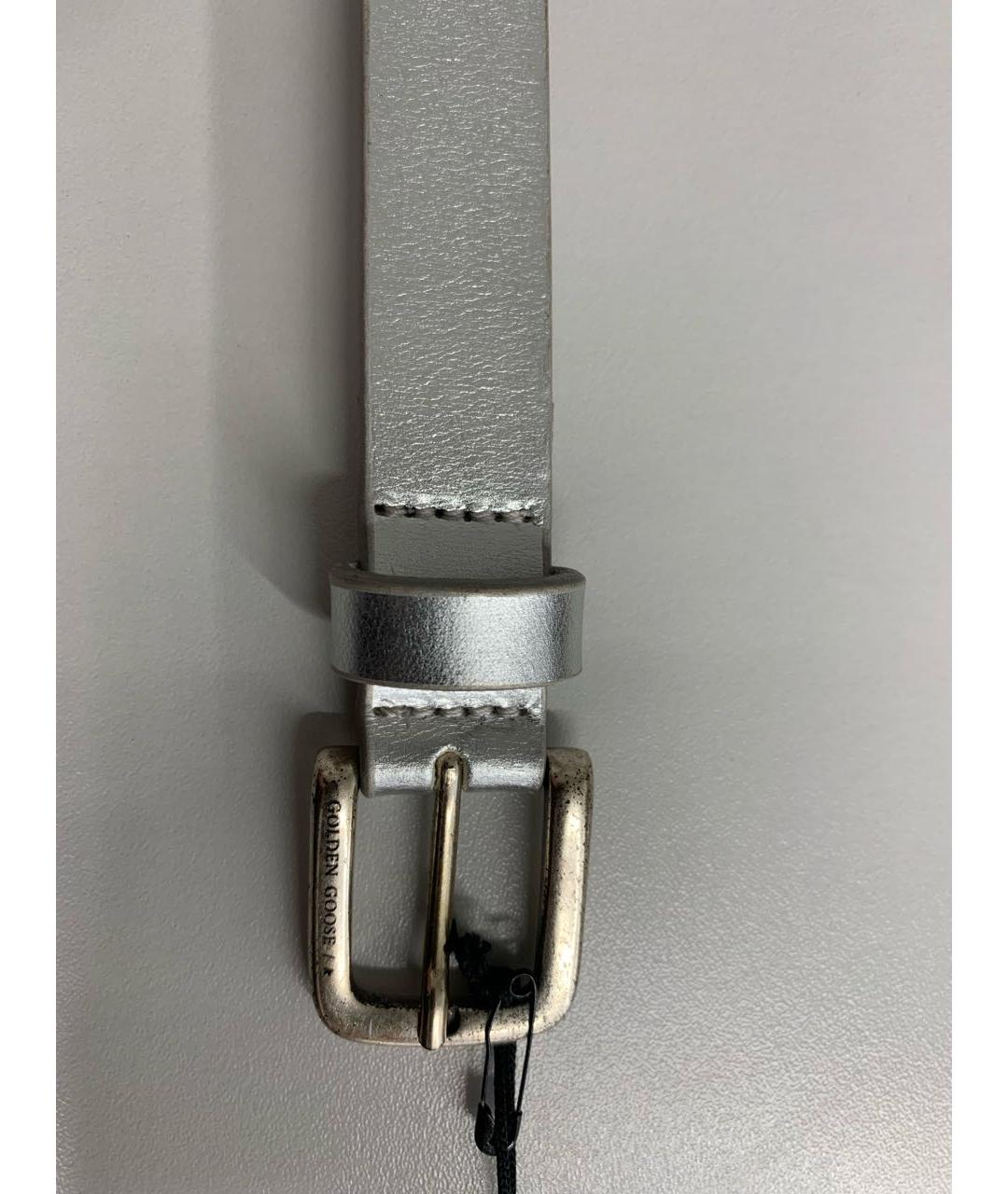 GOLDEN GOOSE DELUXE BRAND Серебрянный кожаный ремень, фото 2