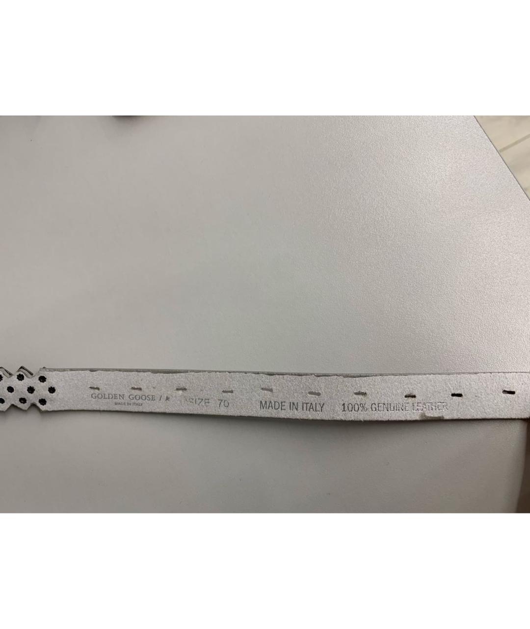 GOLDEN GOOSE DELUXE BRAND Серебрянный кожаный ремень, фото 3