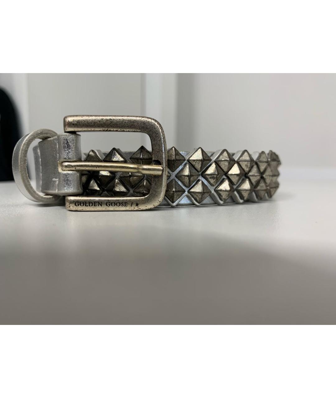 GOLDEN GOOSE DELUXE BRAND Серебрянный кожаный ремень, фото 4