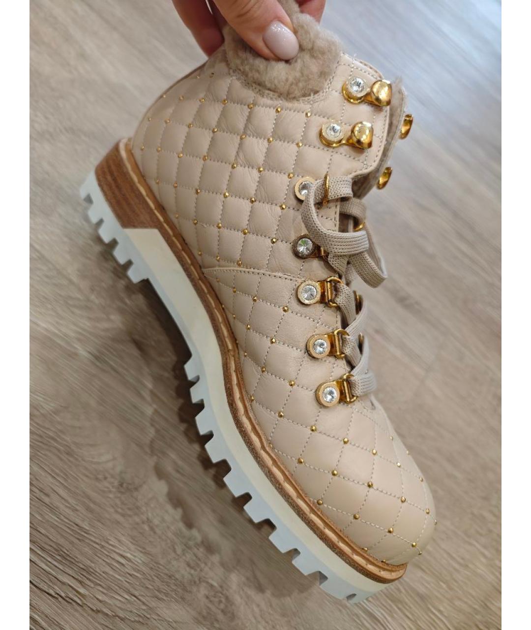 LE SILLA Бежевые кожаные ботинки, фото 2