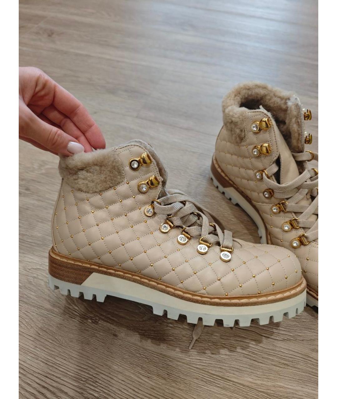 LE SILLA Бежевые кожаные ботинки, фото 5