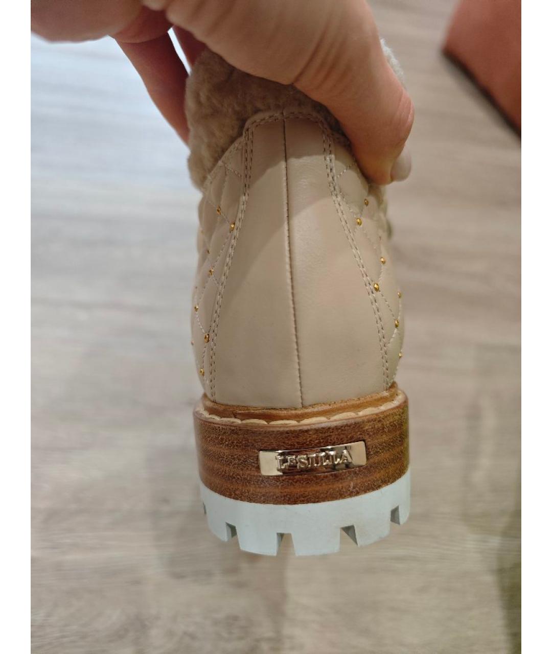 LE SILLA Бежевые кожаные ботинки, фото 4