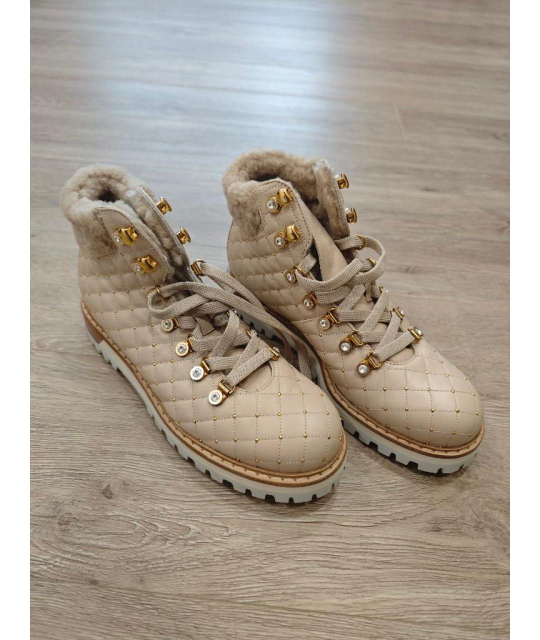 LE SILLA Бежевые кожаные ботинки, фото 3