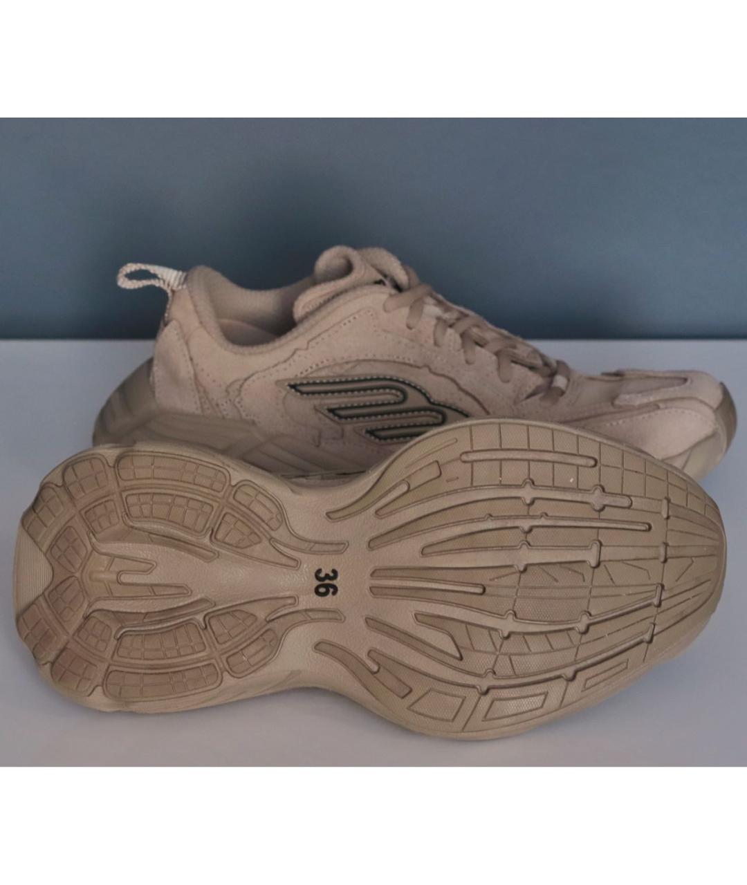 BALENCIAGA Бежевые замшевые кроссовки, фото 8