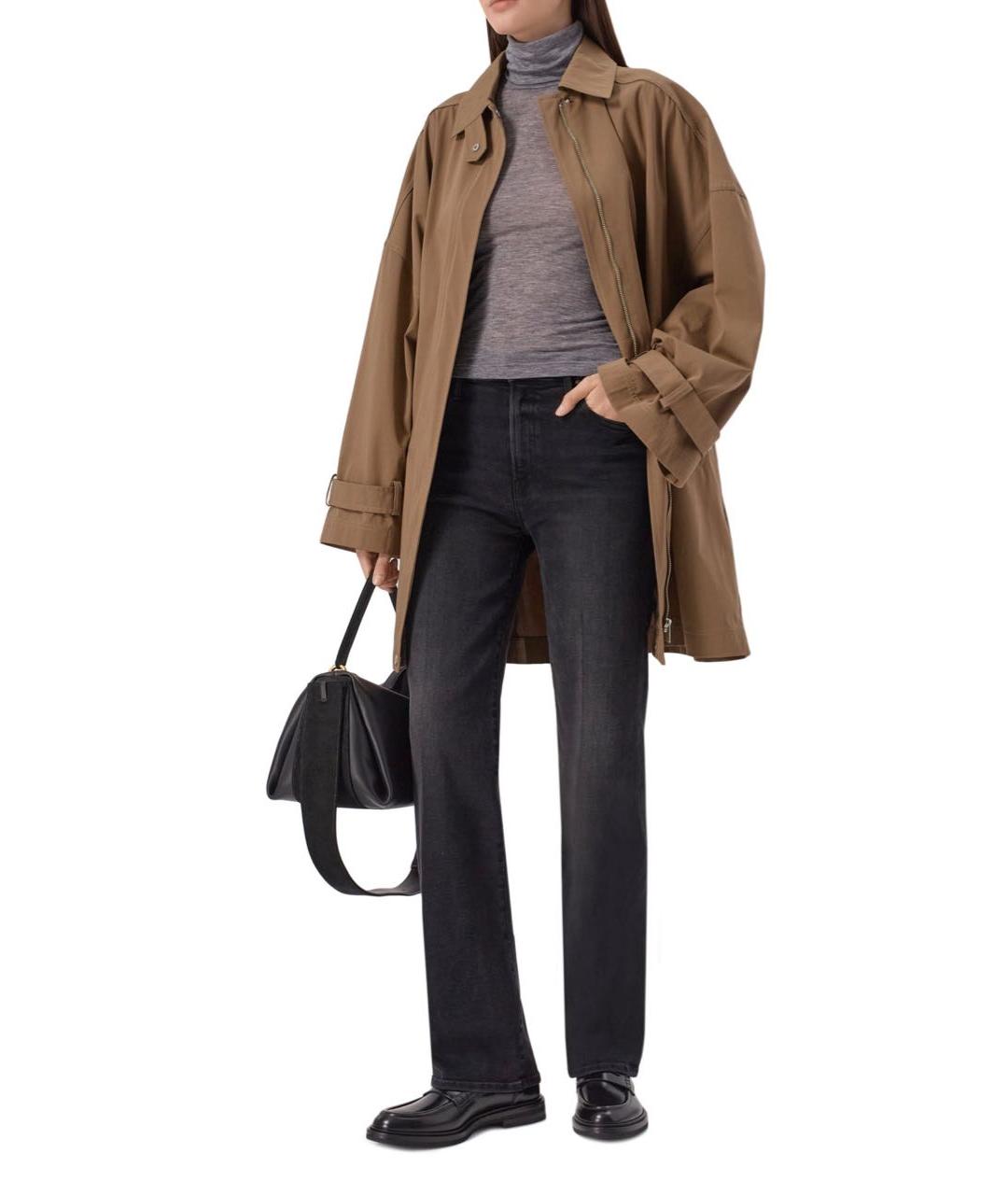 MOTHER Черные хлопко-эластановые прямые джинсы, фото 8