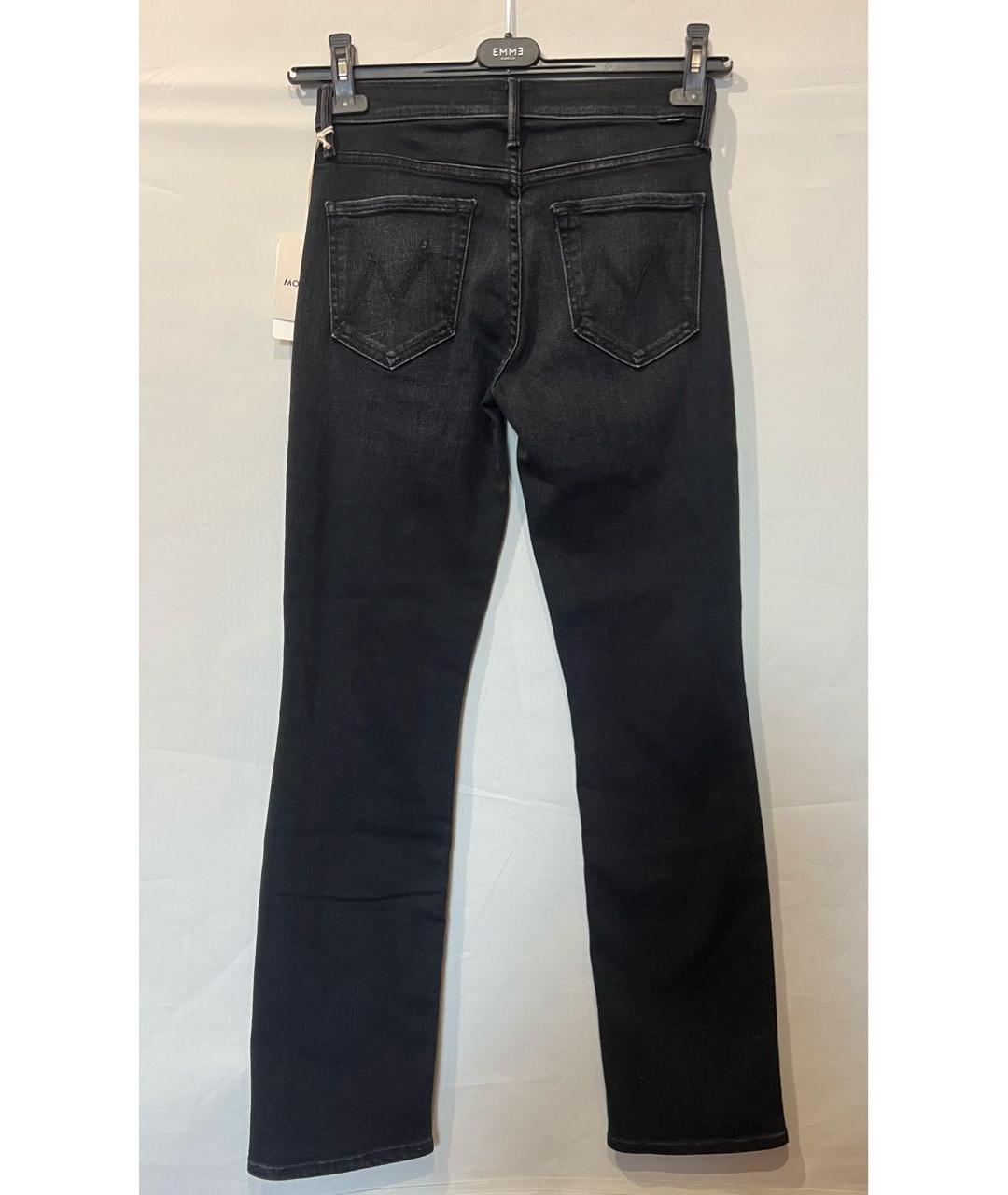 MOTHER Черные хлопко-эластановые прямые джинсы, фото 3