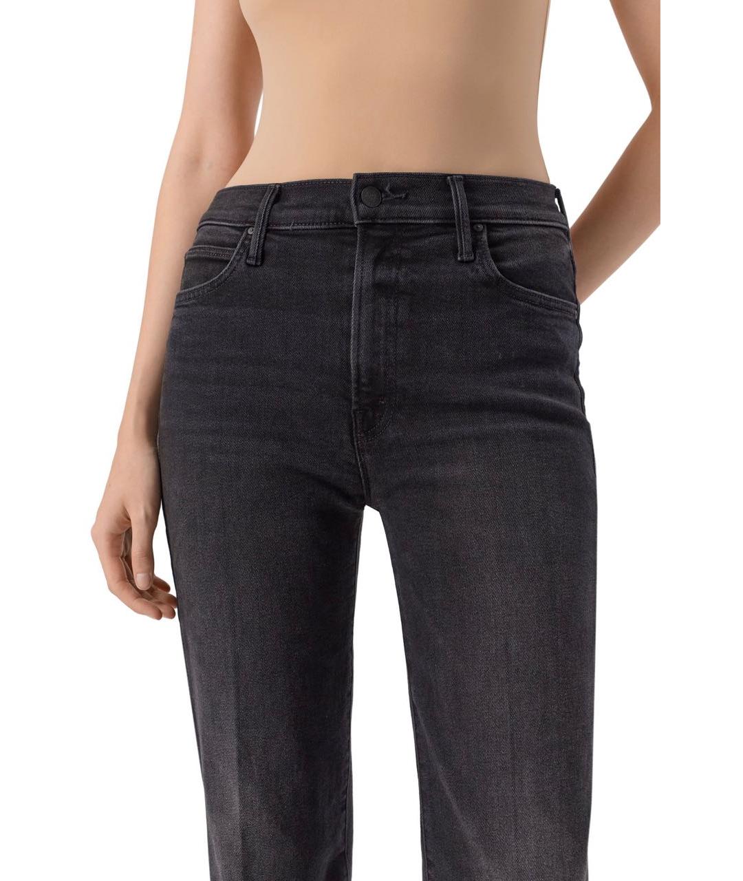 MOTHER Черные хлопко-эластановые прямые джинсы, фото 7