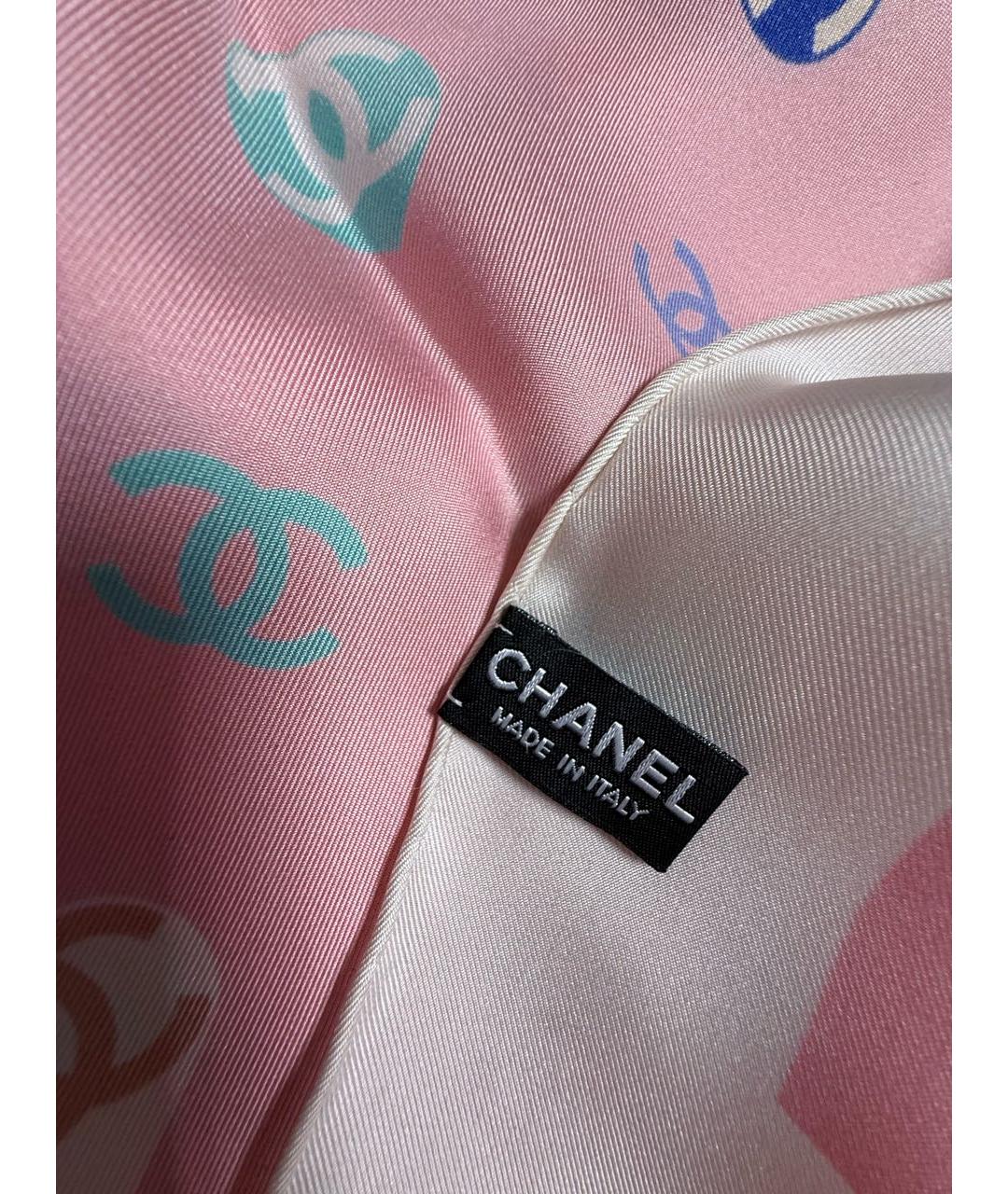 CHANEL Розовый шелковый платок, фото 6