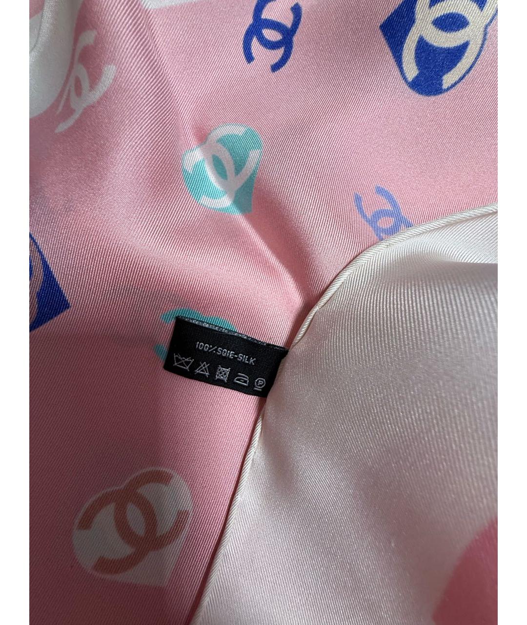 CHANEL Розовый шелковый платок, фото 8
