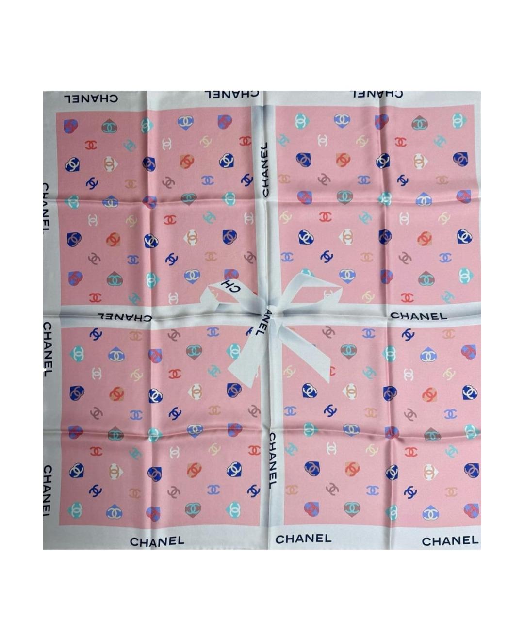 CHANEL Розовый шелковый платок, фото 1