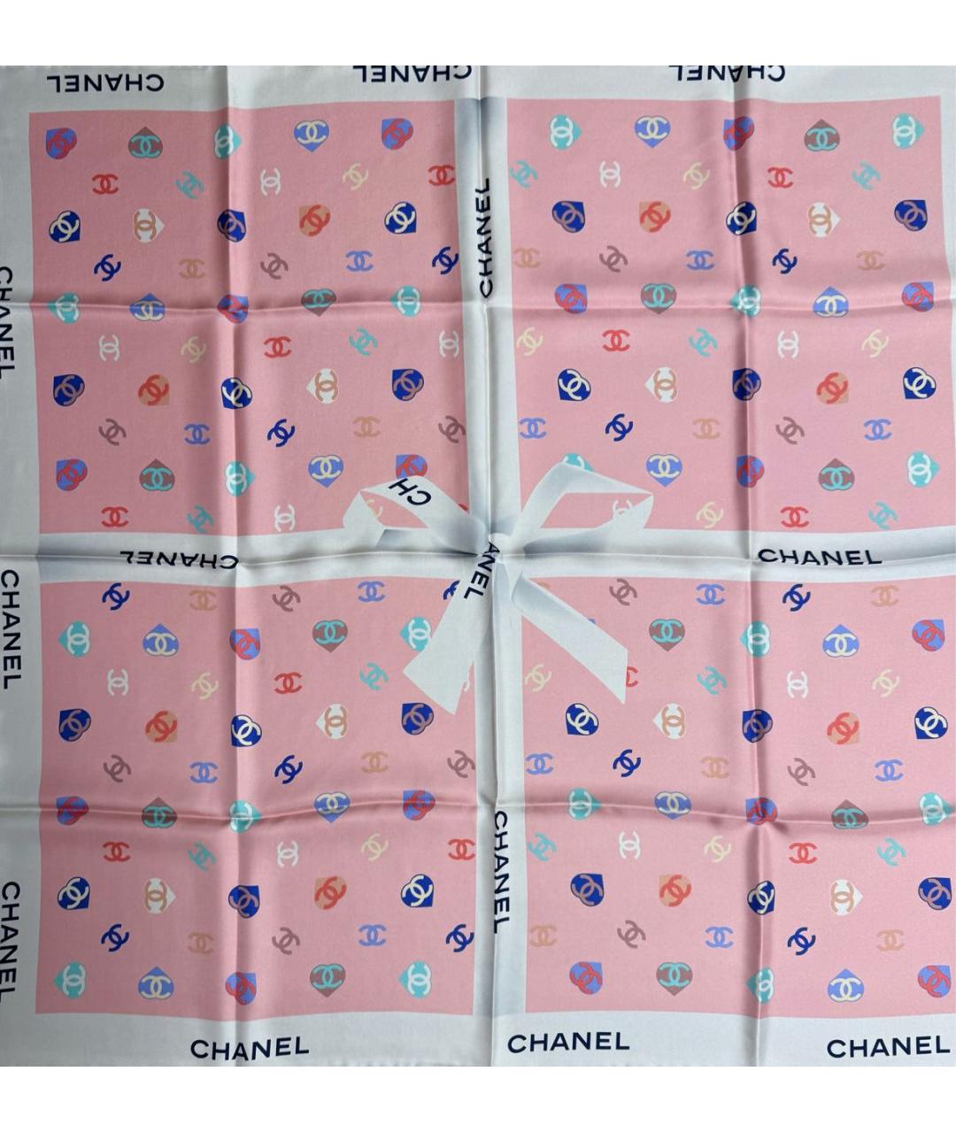CHANEL Розовый шелковый платок, фото 9