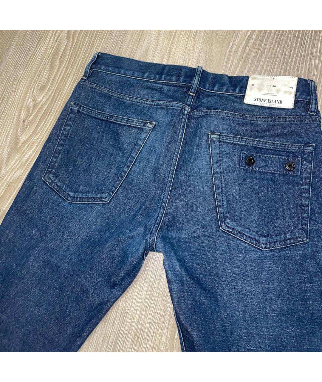 STONE ISLAND Синие хлопко-эластановые прямые джинсы, фото 2