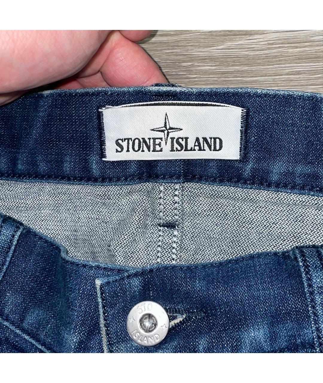 STONE ISLAND Синие хлопко-эластановые прямые джинсы, фото 5