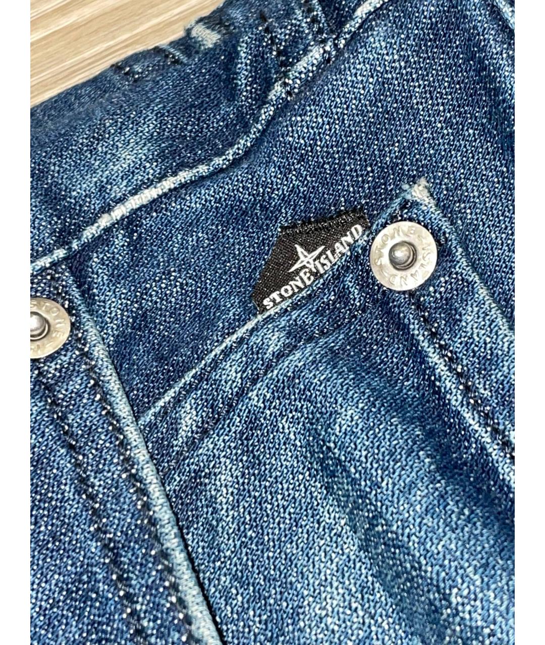 STONE ISLAND Синие хлопко-эластановые прямые джинсы, фото 3