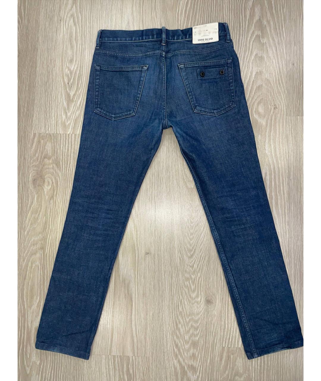 STONE ISLAND Синие хлопко-эластановые прямые джинсы, фото 7