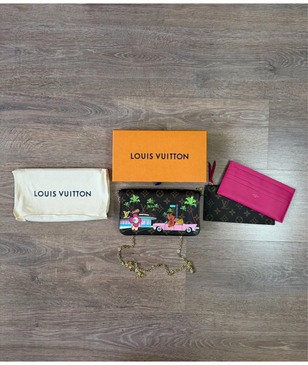 LOUIS VUITTON Коричневая кожаная сумка через плечо, фото 8