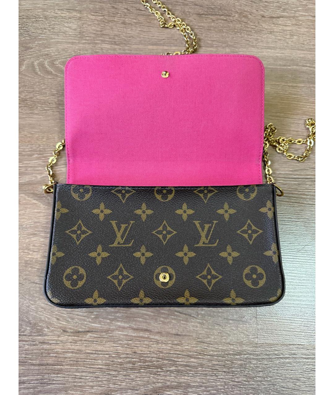 LOUIS VUITTON Коричневая кожаная сумка через плечо, фото 7