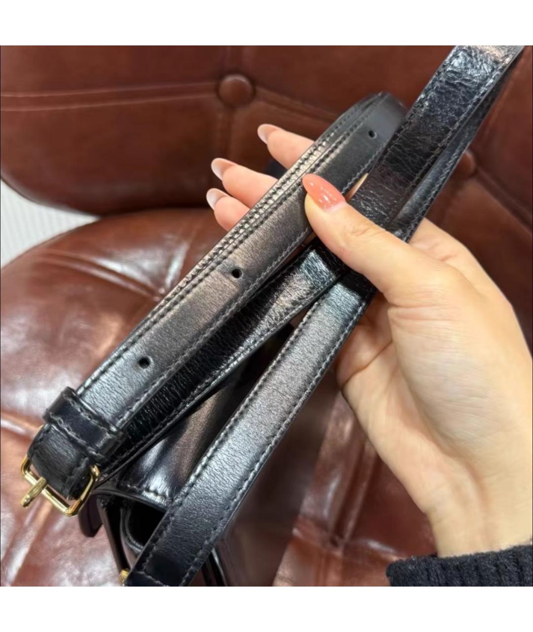 CELINE Черная кожаная сумка через плечо, фото 3