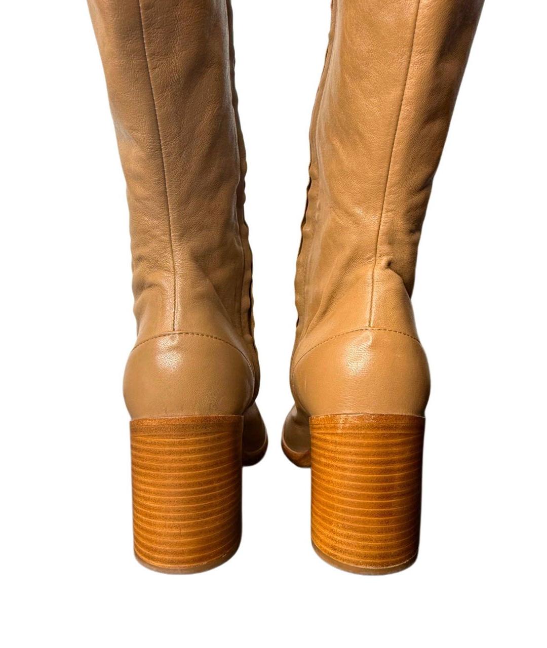 MAISON MARGIELA Бежевые кожаные ботфорты, фото 4