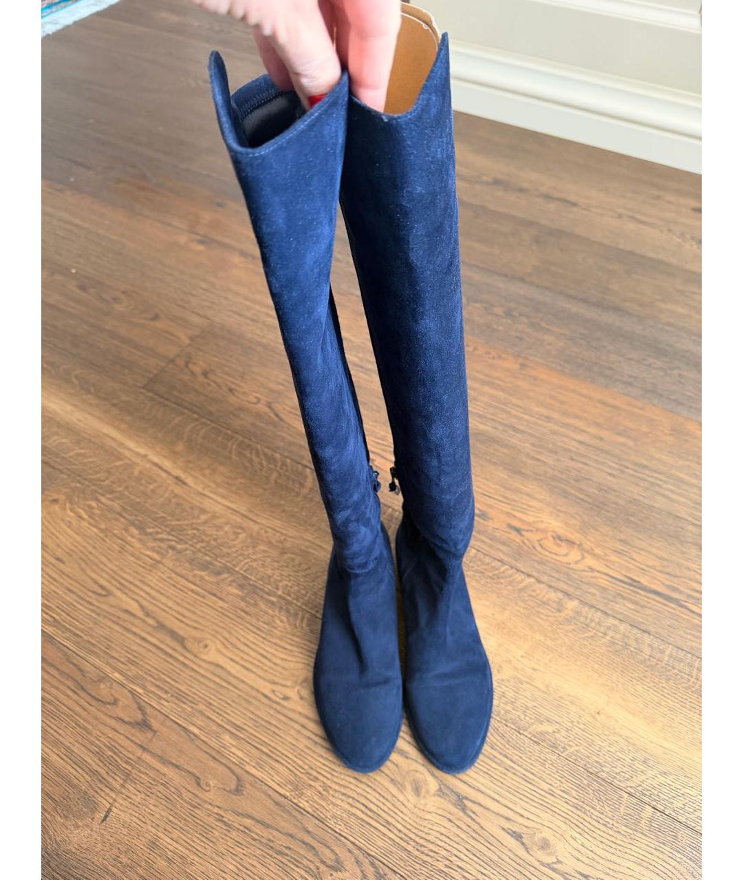 STUART WEITZMAN Темно-синие замшевые ботфорты, фото 3