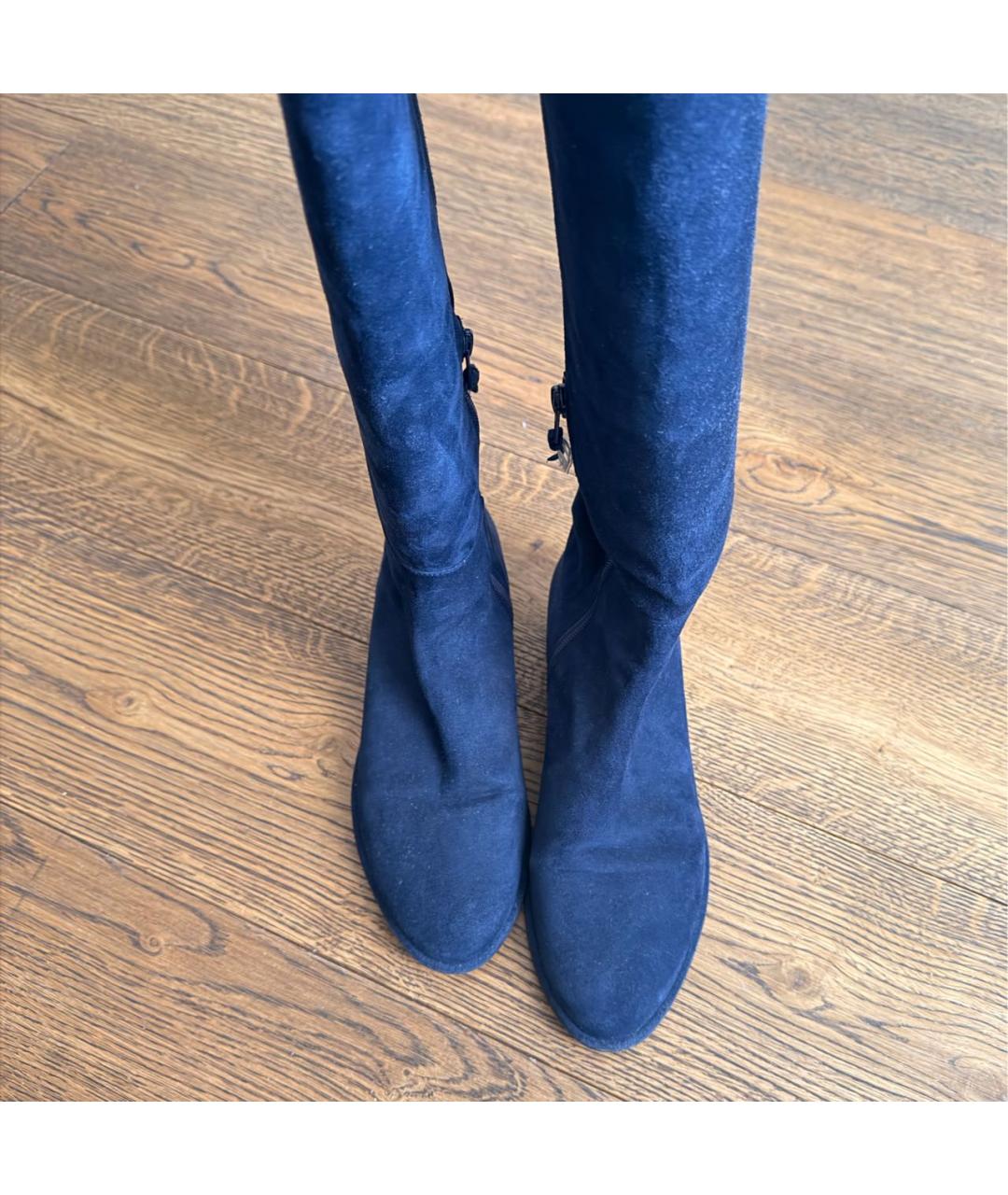 STUART WEITZMAN Темно-синие замшевые ботфорты, фото 2