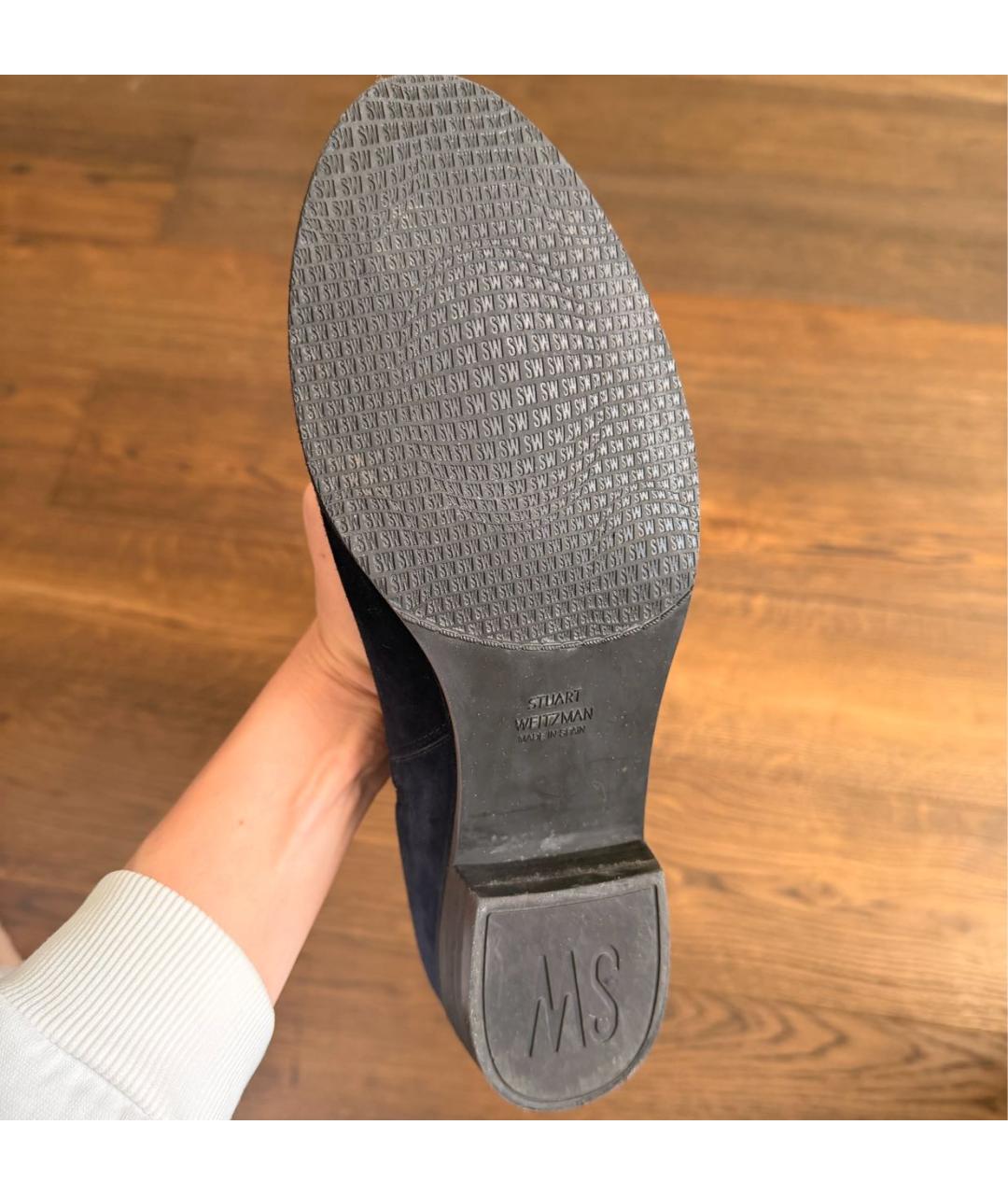 STUART WEITZMAN Темно-синие замшевые ботфорты, фото 4